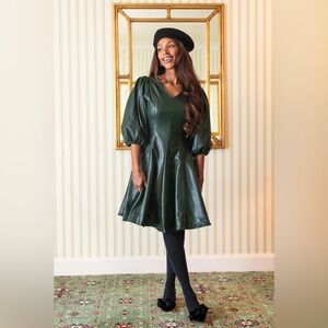 Ivy City Co. Leah Dress in green vegan leather, size 8